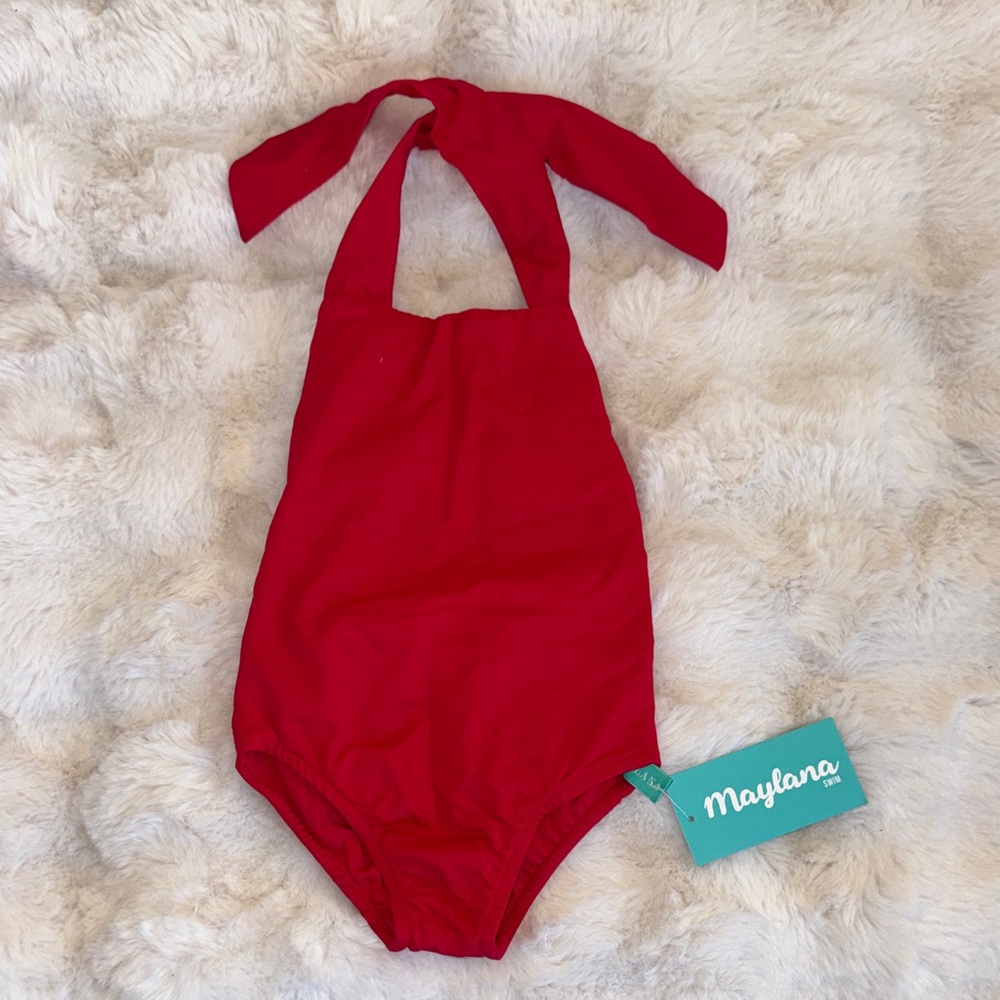 Kids Red Swim One Piece